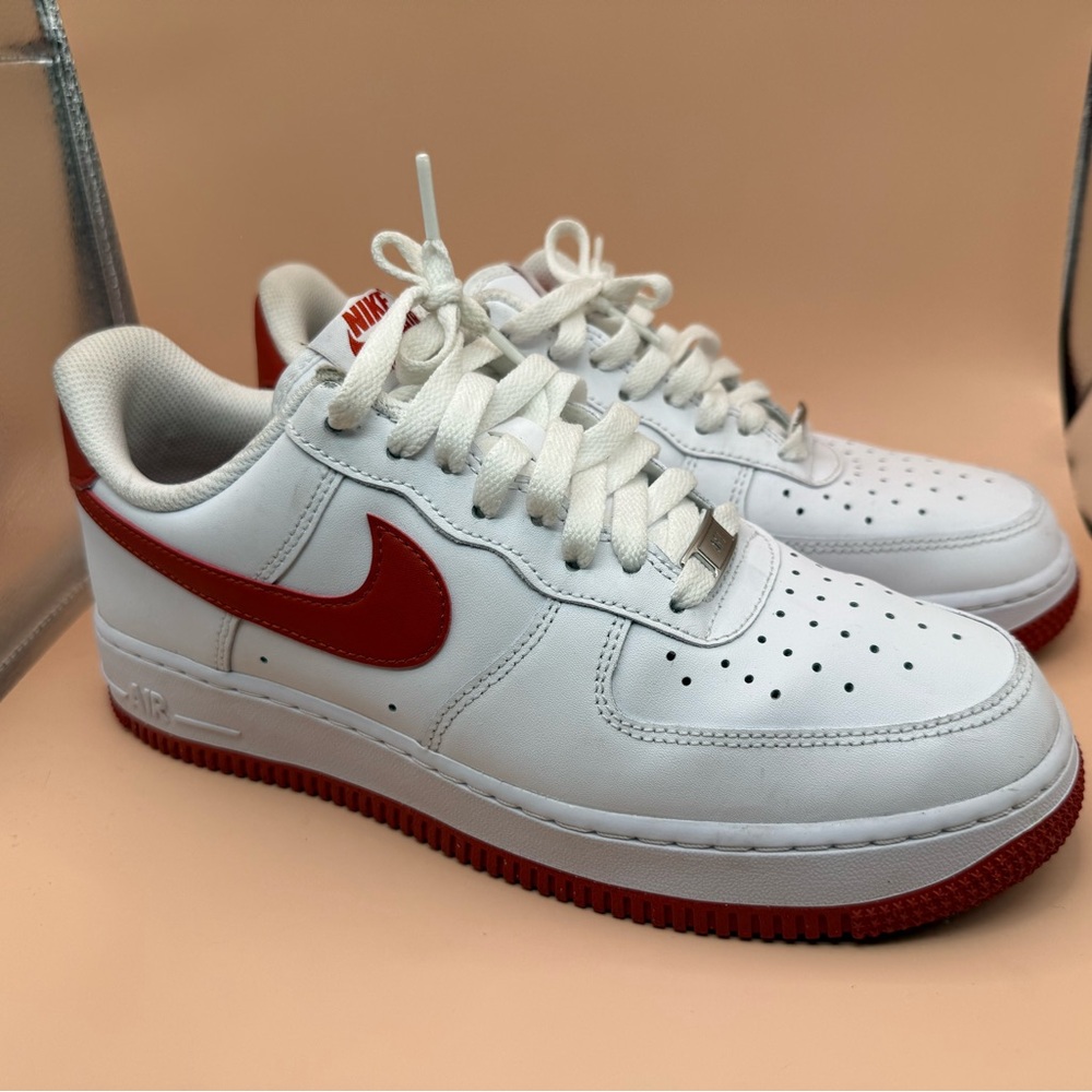 Nike Air Force 1 White and Red Shoes